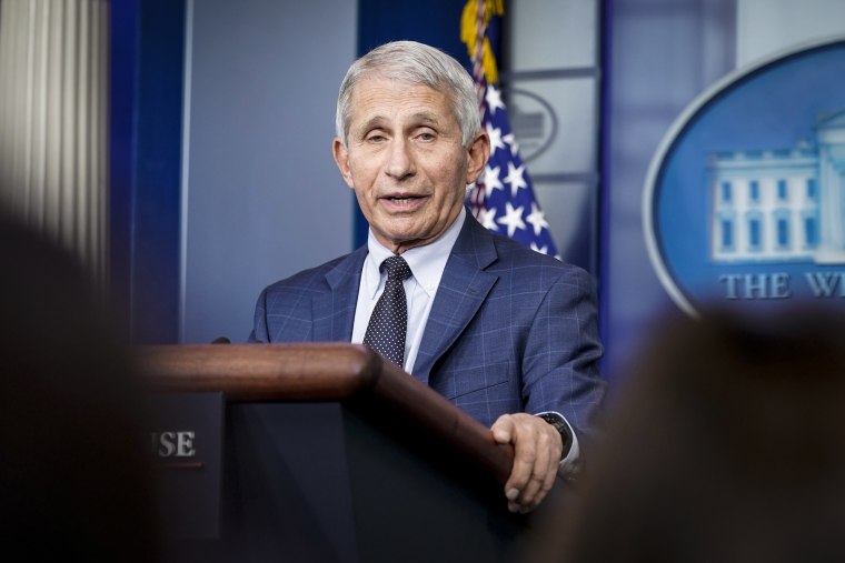 Dr. Anthony Fauci, director of the National Institute of Allergy and Infectious Diseases, speaks during the daily briefing at the White House in Washington, Dec. 1, 2021.