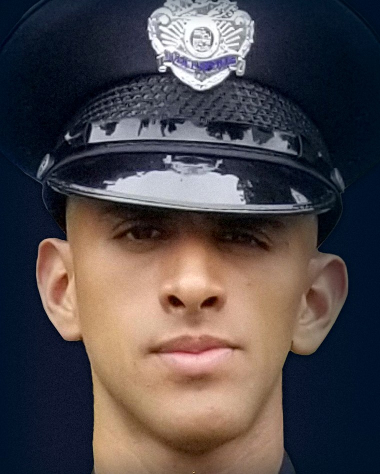 Los Angeles Police Officer Fernando Arroyos was shot and killed in an armed robbery attempt Monday evening in Los Angeles. 