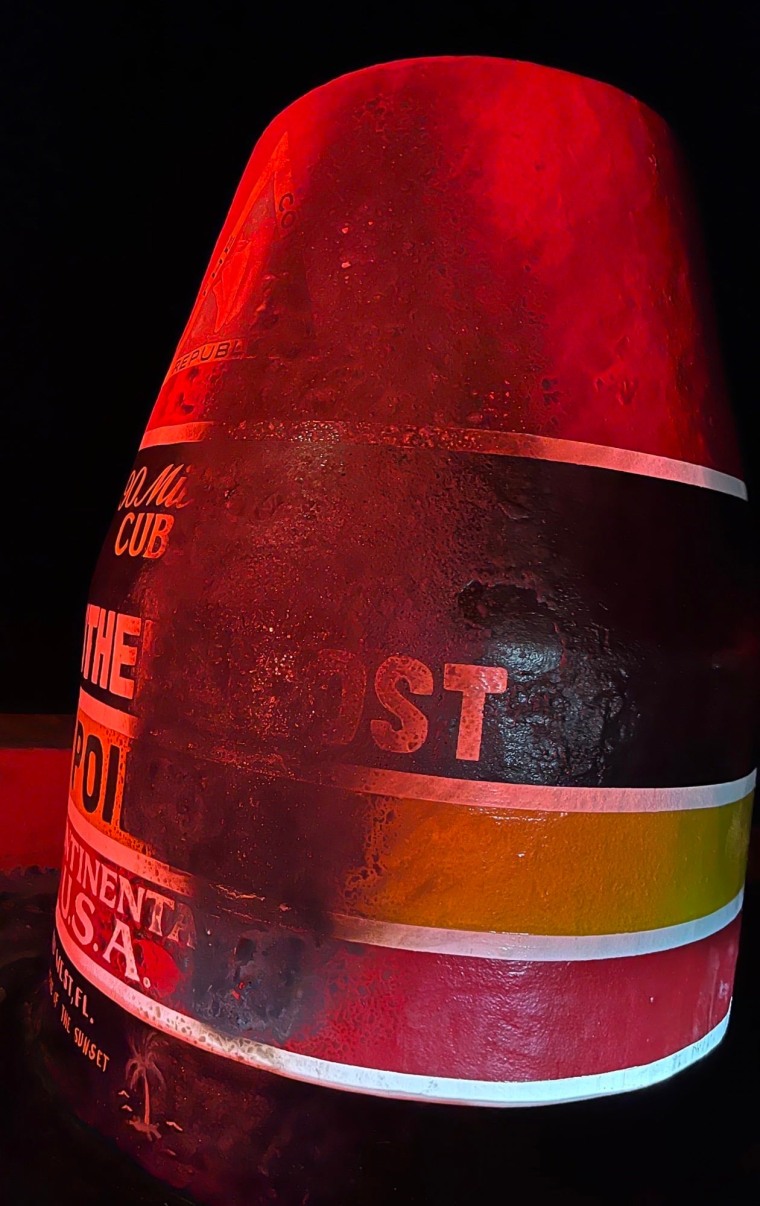 The vandalized Southernmost Point buoy.