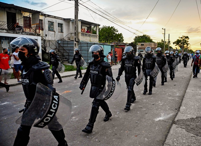 Riot police in Havana