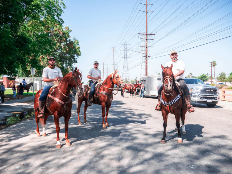 From left, Daniel Zepeda, 31, Hector Gomez, 28, and Rogelio Diaz, 36, are working to raise funds for an equestrian center in Compton, Calif.