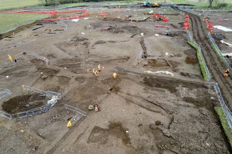 The vast Roman trading settlement uncovered  in Northamptonshire, England. 