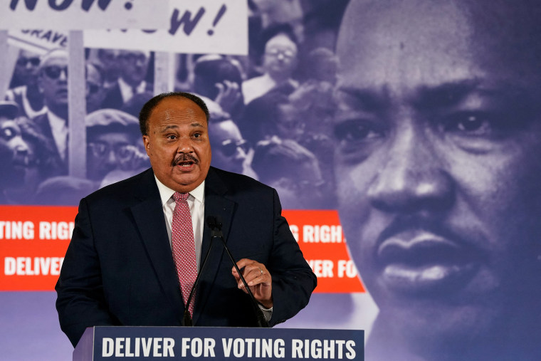 Image: U.S. civil rights activists hold a press conference on Martin Luther King Jr. Day, in Washington