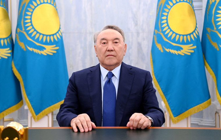 Image: Kazakh former President Nursultan Nazarbayev addresses the nation
