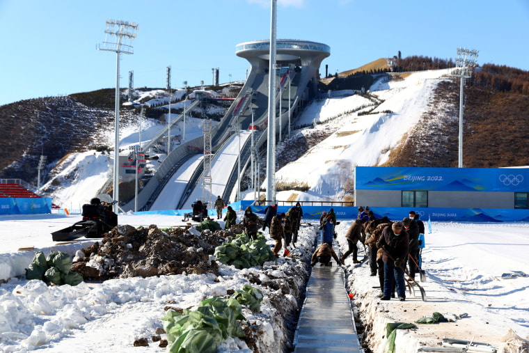 Image: The National Biathlon Centre and National Ski Jumping Centre, competition venues for Biathlon and Ski Jumping during the Beijing 2022 Winter Olympics, are seen in Beijing