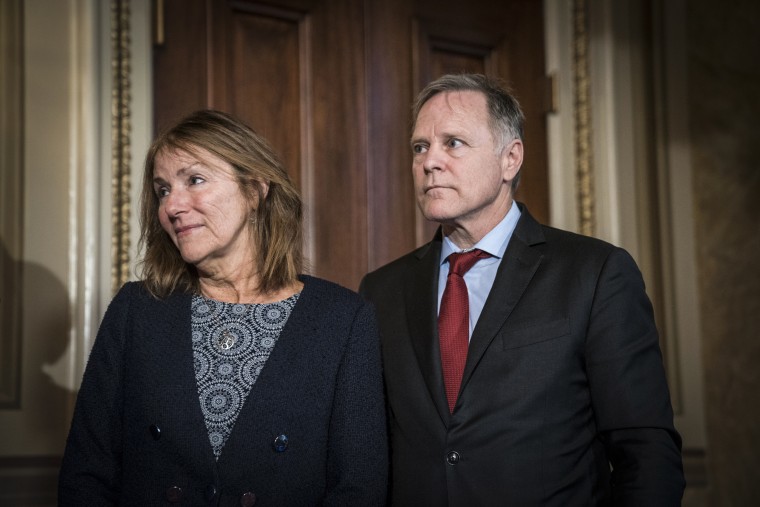 Cindy and Fred Warmbier, parents of Otto Warmbier, who died after being held prisoner in North Korea, participate in a press conference on Dec. 18, 2019 in Washington, DC.