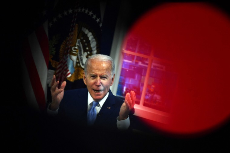 President Joe Biden speaks during a meeting with the Supply Chain Disruptions Task Force and private sector CEOs in the South Auditorium of the White House on Dec. 22, 2021.
