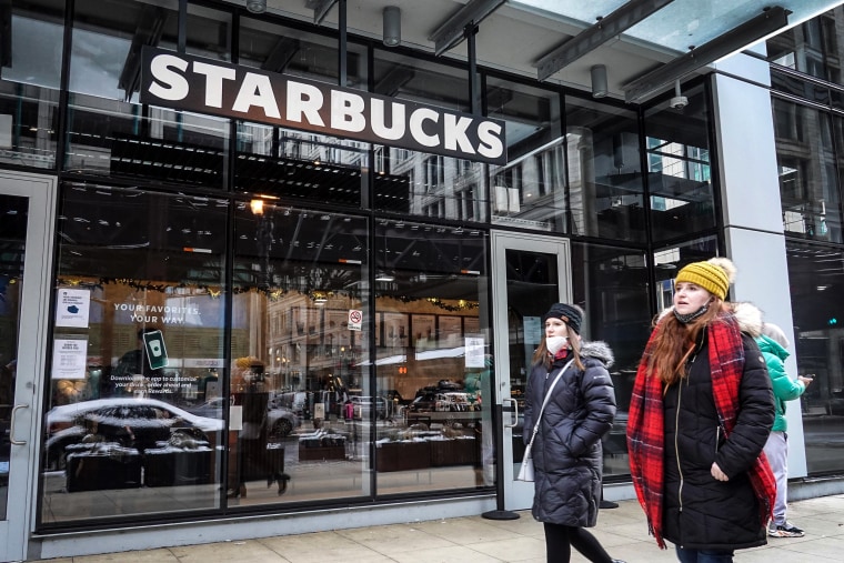 A Starbucks shop in the Loop on Jan. 4, 2022 in Chicago.
