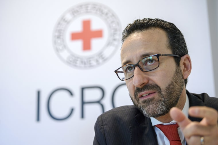 Robert Mardini of the International Committee of the Red Cross speaks at the ICRC headquarters in Geneva, Switzerland, in 2018.