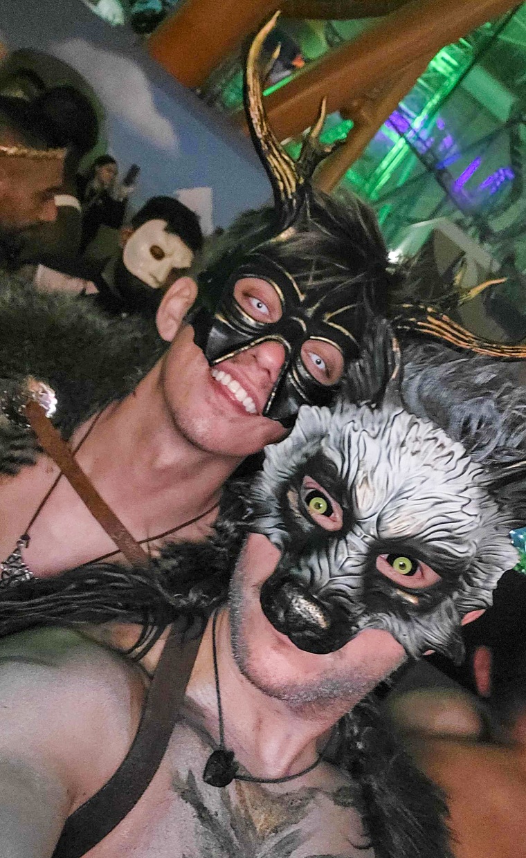 Damian Dymka, left, with his boyfriend, Rosemberg Ochoa, in costume for Halloween.