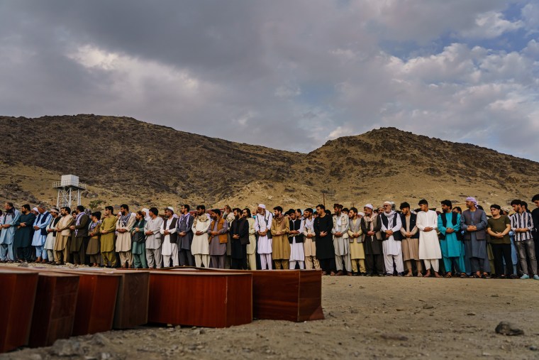 A funeral on Aug. 30 for the civilians killed in a U.S. drone strike in Kabul.
