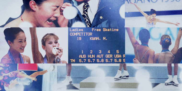 Photo illustration of Michelle Kwan and Tara Lapinsky at the 1998 Olympics.