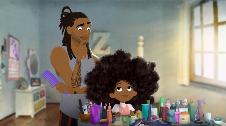 "Hair Love" tells the story of a young girl who learns to love her hair and the skin she's in.
