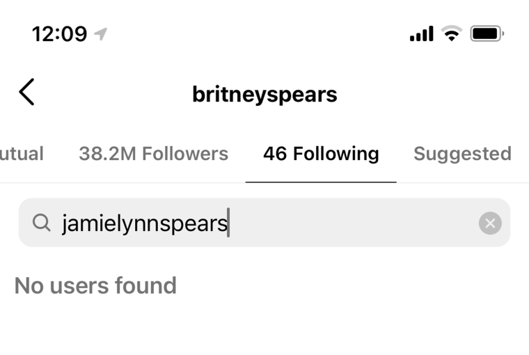 Britney Spears Instagram follower list.