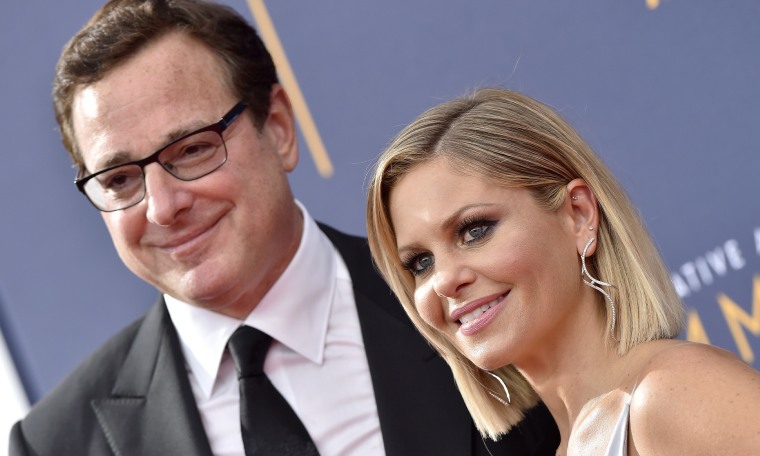 Bob Saget and Candace Cameron Bure at the Creative Emmy Awards in 2018, in Los Angeles, California.