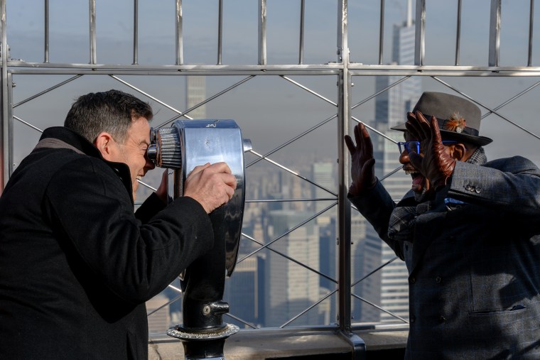 Carson Daly and Al Roker celebrate the 70th anniversary of TODAY at the Empire State Building