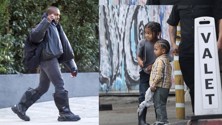 Kanye West, Ye, e hijos, Psalm y Saint, en Los Ángeles.