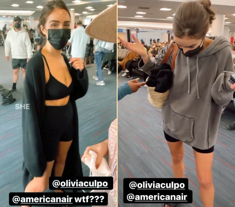 Olivia Culpo asked by airline to ‘put a blouse on’ before boarding flight