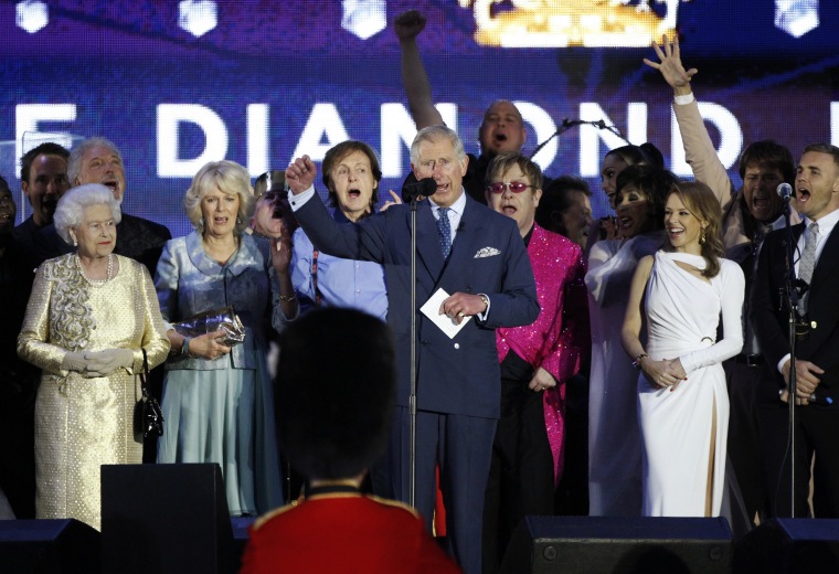 Prince Charles and entertainers including Paul McCartney and Elton John celebrate Queen Elizabeth during the Diamond Jubilee concert