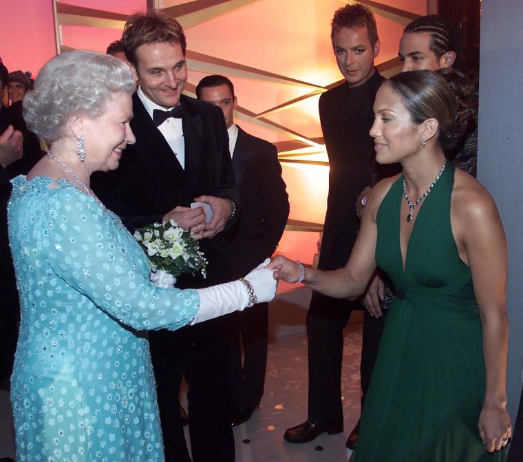 Queen Elizabeth II and Jennifer
Lopez in 2001