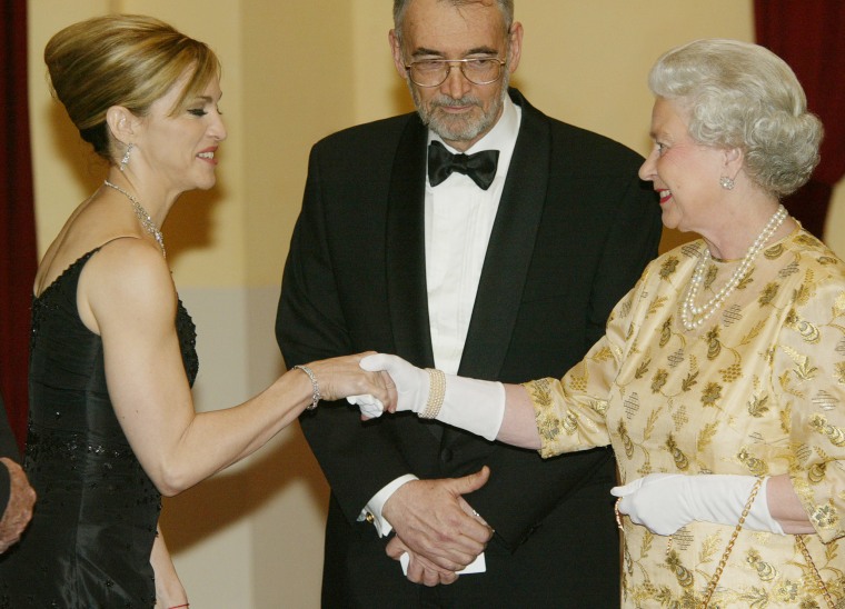 Queen Elizabeth II greets Madonna