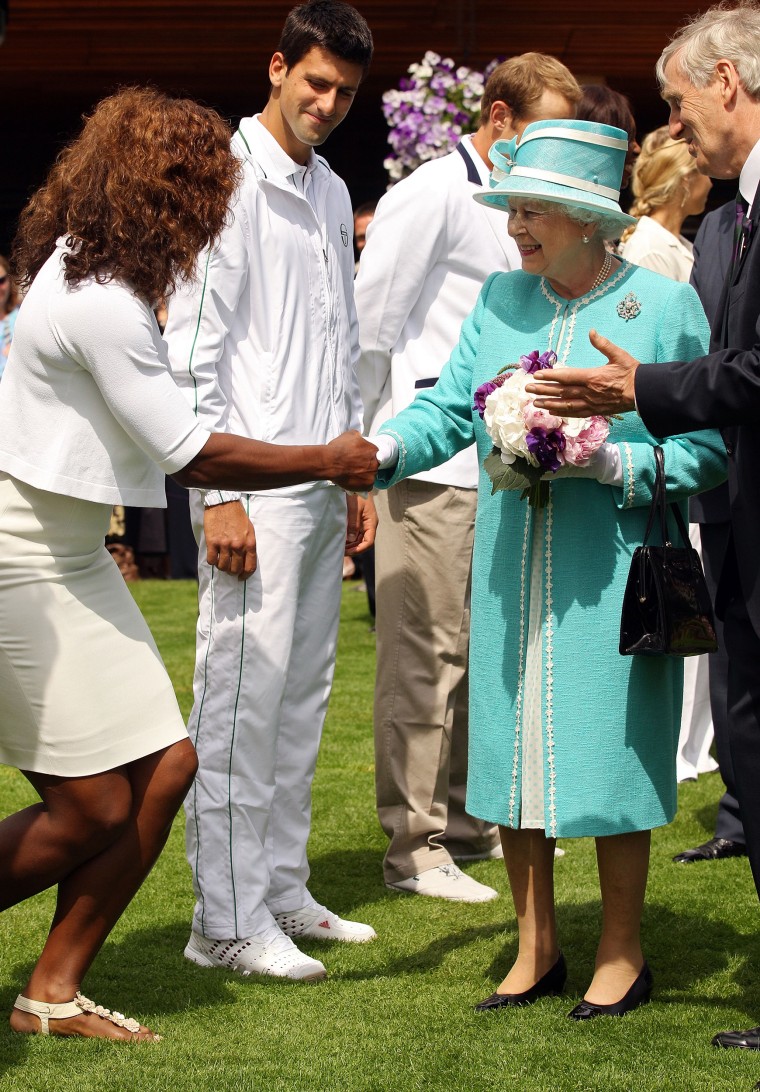 Serena Williams greets Queen Elizabeth at Wimbledon 2010