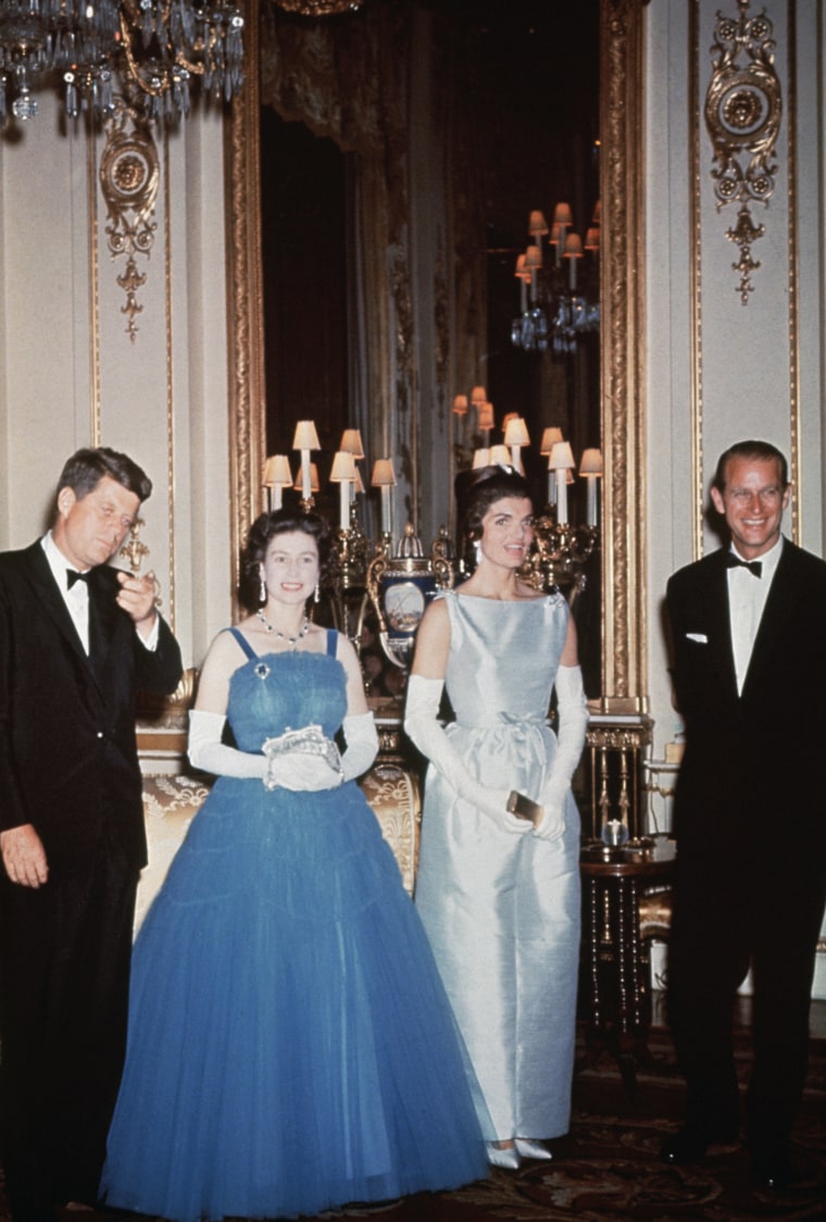 John F. Kennedy and Jacqueline Kennedy meet Queen Elizabeth II and Prince Philip