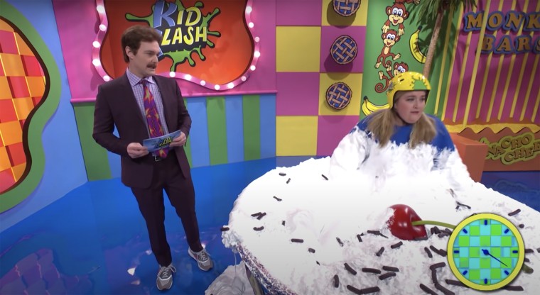 Will Forte and Aidy Bryant in the 'SNL' parody of 'Double Dare.'