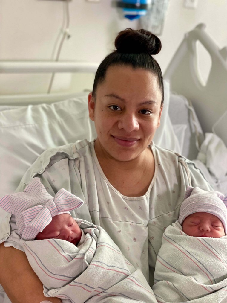 Mom Fatima Madrigal holds the newborns at Natividad Medical Center in Monterey County. 