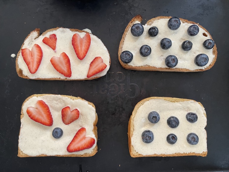 My yogurt toasts, ready for the oven.