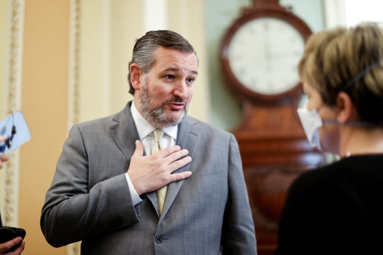 Image: FILE PHOTO: U.S. Senator Cruz talks to reporters at the U.S. Capitol in Washington