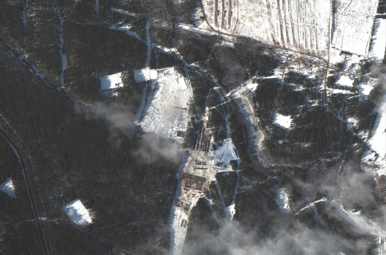 Image: An overview of troops at the Lesnovsky training area, near Baranovichi, Belarus, is seen in this Maxar satellite image taken on January 29, 2022