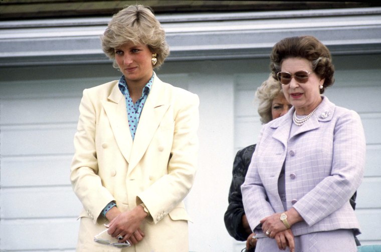 Princess Diana with her mother-in-law Queen Elizabeth II watching polo on May 31, 1987.