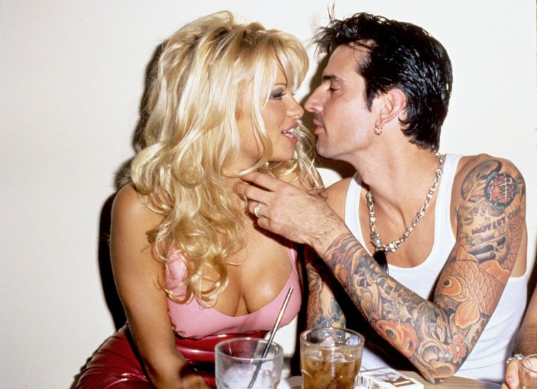 Pamela Anderson and Tommy Lee at the Hard Rock Hotel & Casino in Las Vegas on March 10, 1995.