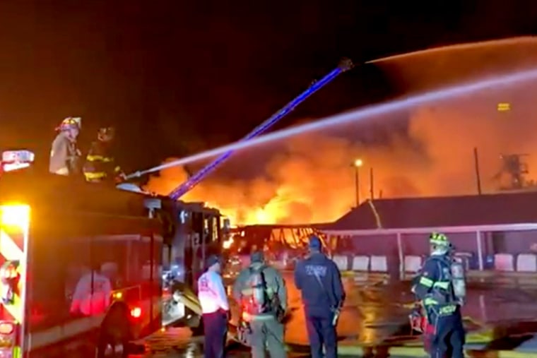 Evacuations in place after a fire broke out at a fertilizer plant in the North Carolina city of Winston-Salem.