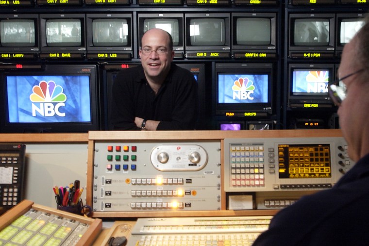 Jeff Zucker, left, was promoted December 15, 2003 as NBC president of news, entertainment and cable