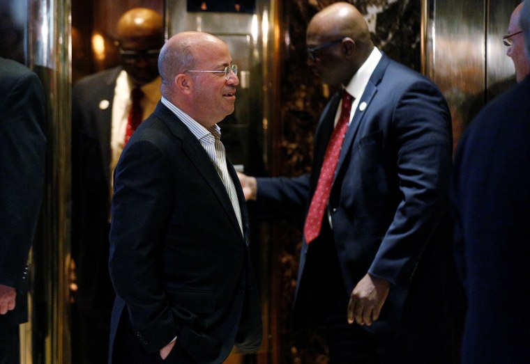 Image; Jeff Zucker, president of CNN arrives to meet with U.S. President-elect Donald Trump in New York City on Nov. 21, 2016.