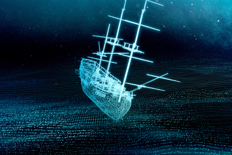 A digital remodeling of the ship, which was sunk in 1778.