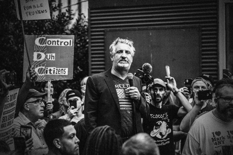 Image: Del Bigtree speaks to a rally against vaccine mandates in New York City on Sept. 13, 2021.