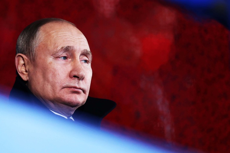 Vladimir Putin looks on during the Opening Ceremony of the Beijing 2022 Winter Olympics at the Beijing National Stadium on February 4.