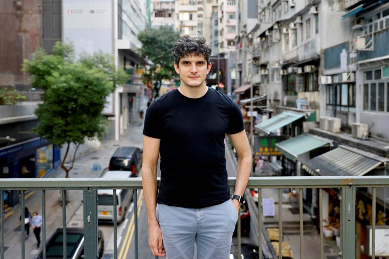 Samuel Bickett, a former corporate lawyer from the United States, poses during an interview, before the appeal  for allegedly assaulting a plain-clothes policeman during mass protests in 2019, in Hong Kong