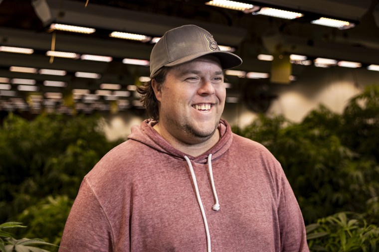 Image:Josh Blevins, owner of Twisted Roo hydroponic medical cannabis growing facilities at one of three facilities on Jan. 25, 2022 in Moore, Okla.