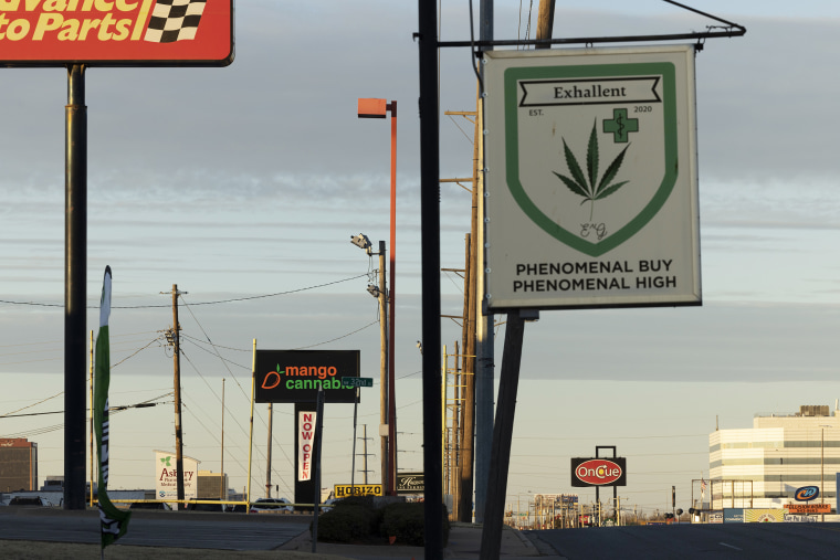 Image: Medical cannabis stores near NW 32nd St. and North May Ave. on Jan. 25, 2022 in Oklahoma City.