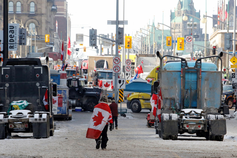 Image: Truckers and their supporters continue to protest COVID-19 vaccine mandates in Ottawa