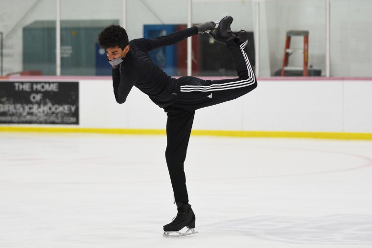 Michael Baker practicing at Montclair State University's ice rink in June 2021. He hopes to make the Olympics someday.