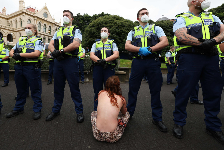 Image: TOPSHOT-NZealand-Health-virus-protest