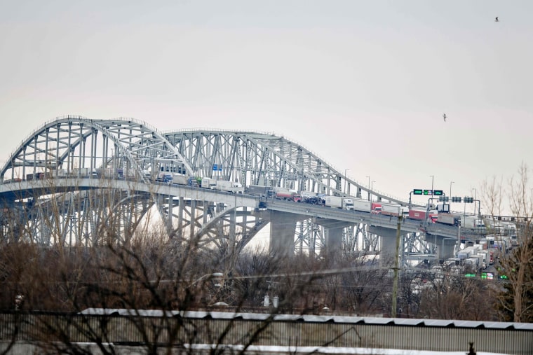 Trucks on the Bluewater Bridge