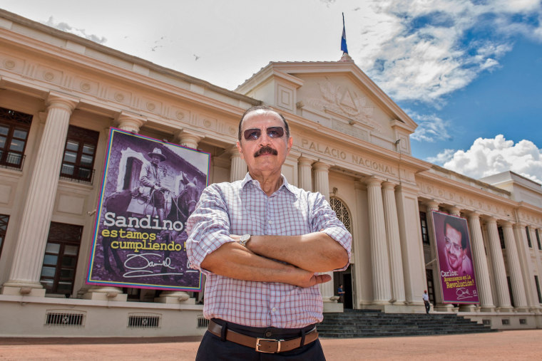 Nicaraguan retired Army General Hugo Torres, former Sandinista Renovation Movement member, and current member of the Unamos party, poses outside the National Palace in Managua in 2017.