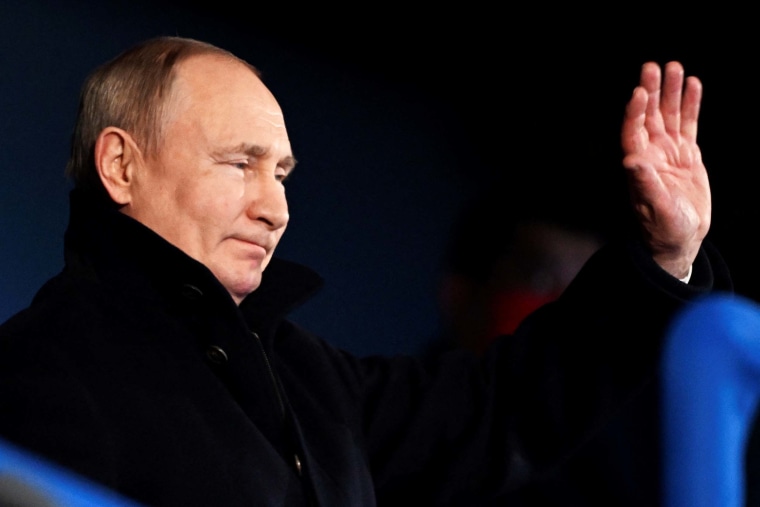 Russia's President Vladimir Putin gestures during the opening ceremony of the Beijing 2022 Winter Olympic Games at the National Stadium on February 4, 2022.