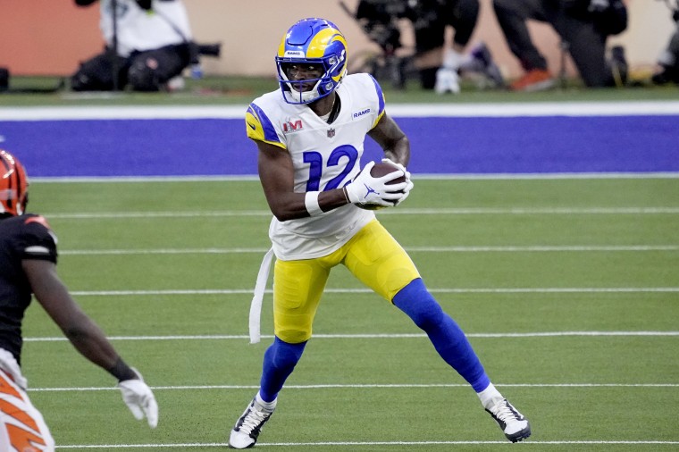 Los Angeles Rams wide receiver Van Jefferson rushed out of the SoFi stadium after the 2022 Super Bowl on Sunday to be with his wife. 